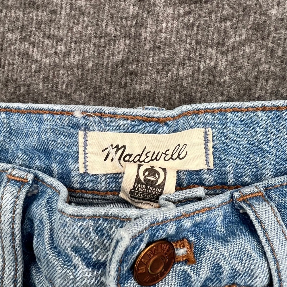 Madewell Perfect Vintage Jeans Light Wash Ripped Knee High Rise Straight Leg 28 - Picture 5 of 13